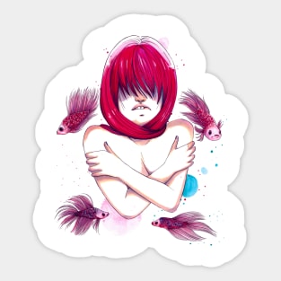 Drowning Woman Sticker